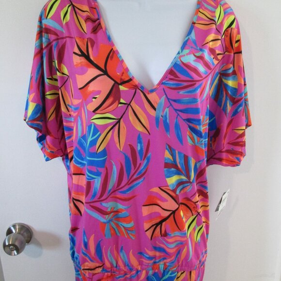 Bar III Paradise In The Palms Magic Magenta Cover-Up NWT Sz L - Picture 5 of 10